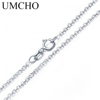 UMCHO Free Shipping Real 925 Sterling Silver Italy Cable Chain Necklace 18 inch/ 45 cm Chain For Women Fine Jewelry For Women