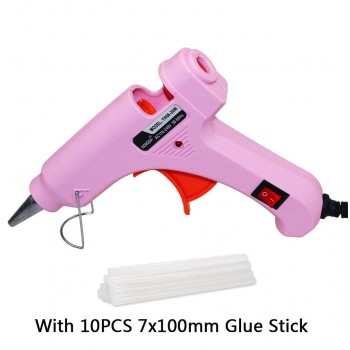 Pink Handy Professional High Temp Heater 20W Hot Glue Gun Repair Heat Tool With Hot Melt Glue Sticks