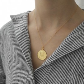 LouLeur 925 sterling silver Double-sided portrait pendant necklace gold round figure necklace for women festival jewelry gift