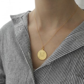 LouLeur 925 sterling silver Double-sided portrait pendant necklace gold round figure necklace for women festival jewelry gift