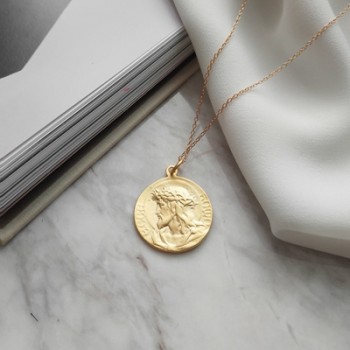 LouLeur 925 sterling silver Double-sided portrait pendant necklace gold round figure necklace for women festival jewelry gift