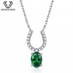 DOUBLE-R 0.75ct Created Emerald Necklaces amp; Pendants 100% 925 Sterling Silver 45cm Chain Fine Jewelry Necklaces For Women