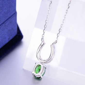 DOUBLE-R 0.75ct Created Emerald Necklaces amp; Pendants 100% 925 Sterling Silver 45cm Chain Fine Jewelry Necklaces For Women