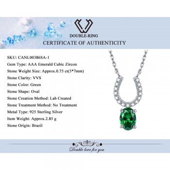 DOUBLE-R 0.75ct Created Emerald Necklaces amp; Pendants 100% 925 Sterling Silver 45cm Chain Fine Jewelry Necklaces For Women