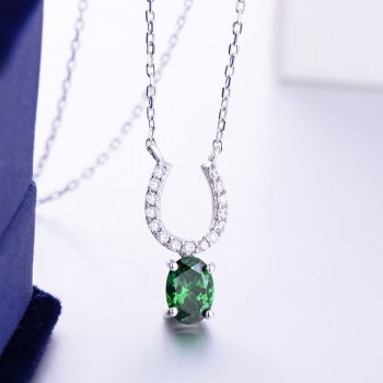 DOUBLE-R 0.75ct Created Emerald Necklaces amp; Pendants 100% 925 Sterling Silver 45cm Chain Fine Jewelry Necklaces For Women