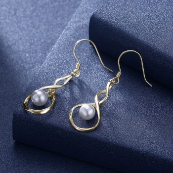 Wedding Charm 925 Sterling Silver Dangle Earrings Twisted Drop Earrings Geometric Jewelry Gift For Women Ladies (Lam Hub Fong)