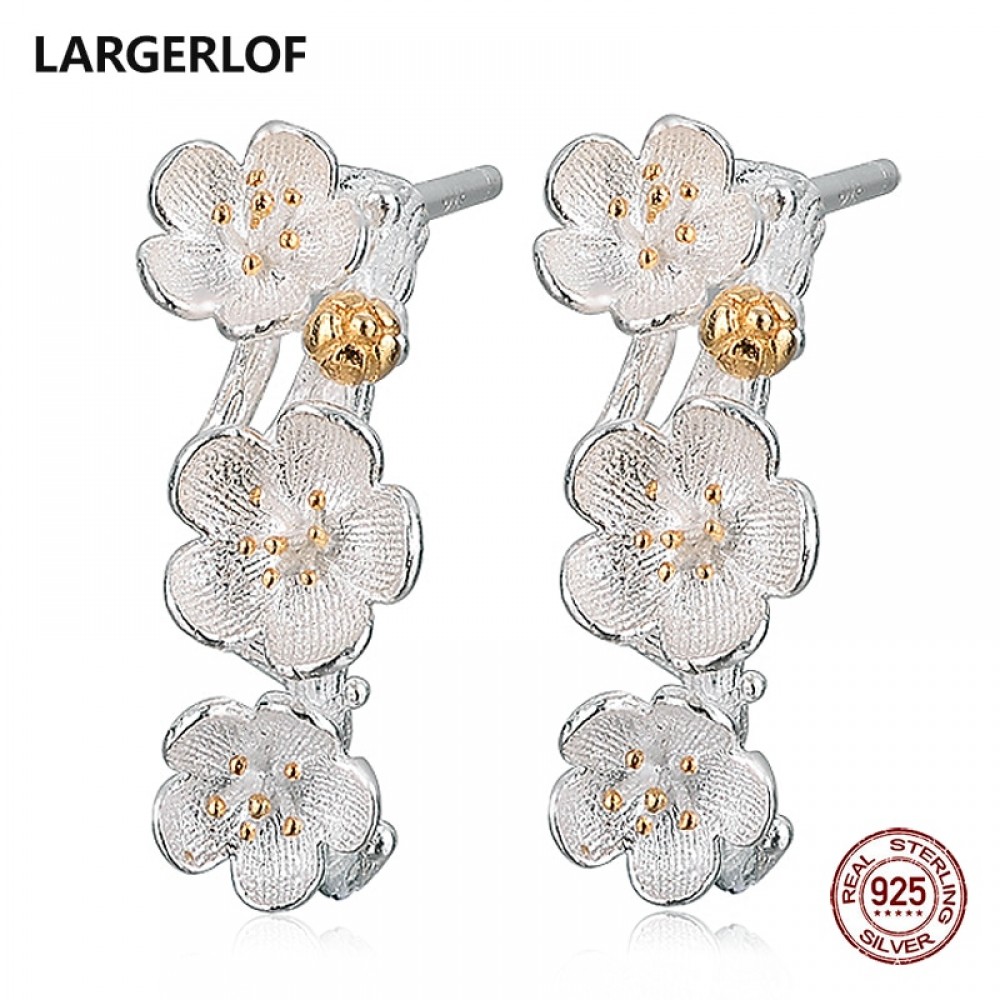 LARGERLOF 925 Sterling Silver Earrings For Women Handmade Fine Jewelry Silver 925 Jewelry Vintage Earrings ED10086