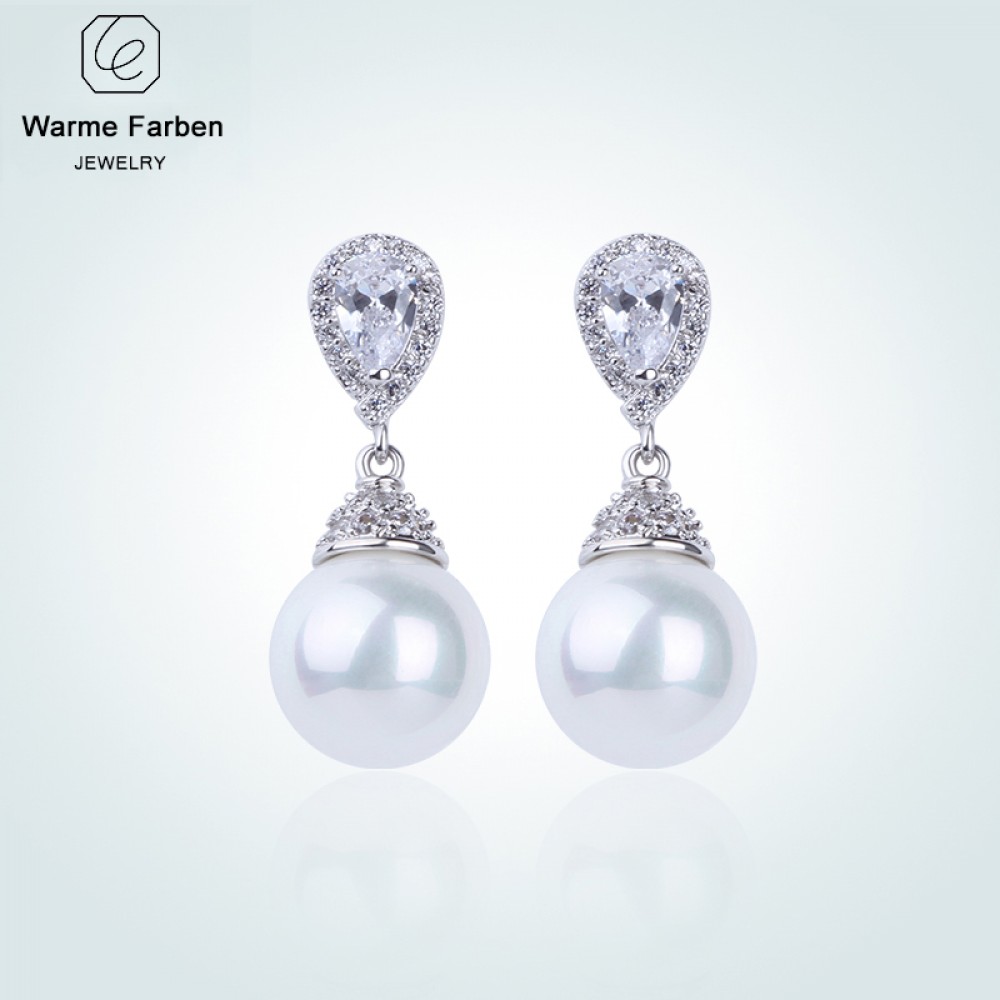 WARME FARBEN 925 Sliver Women Earrings Made With Swarovski Crystal Elegant Pearl Drop Earrings Fashion Jewelry Wedding Earrings