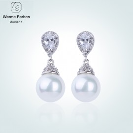 WARME FARBEN 925 Sliver Women Earrings Made With Swarovski Crystal Elegant Pearl Drop Earrings Fashion Jewelry Wedding Earrings