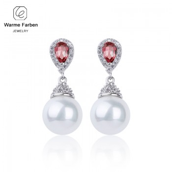 WARME FARBEN 925 Sliver Women Earrings Made With Swarovski Crystal Elegant Pearl Drop Earrings Fashion Jewelry Wedding Earrings