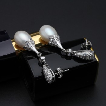 Real freshwater natural pearl earrings women,anniversary gift bridal black 925 silver earrings with pearls