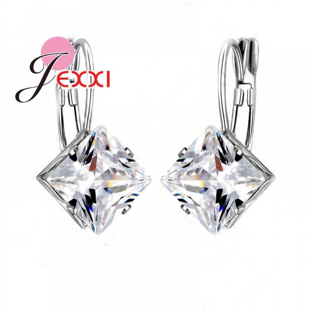 Jemmin New 925 Sterling Silver Earrings White Exquisite Cubic Zirconia High Quality Ladies Fashion Jewelry Charming Gift