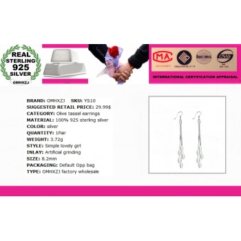 OMHXZJ Wholesale Sexy woman Fashion jewelry leaves Bohemia olive tassel 925 sterling silver Stud Earrings pendants YS10
