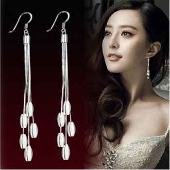 OMHXZJ Wholesale Sexy woman Fashion jewelry leaves Bohemia olive tassel 925 sterling silver Stud Earrings pendants YS10