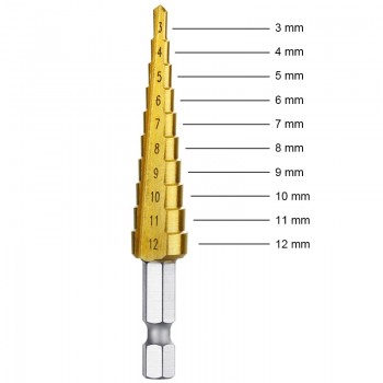Vastar HSS Steel Titanium Step Drill Bits Cone Cutt Tools Woodworking Wood Metal Drill Bit Set 3-12mm 4-12mm 4-20mm 3-13mm