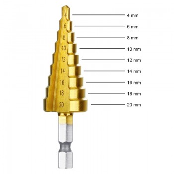 Vastar HSS Steel Titanium Step Drill Bits Cone Cutt Tools Woodworking Wood Metal Drill Bit Set 3-12mm 4-12mm 4-20mm 3-13mm