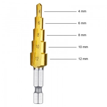 Vastar HSS Steel Titanium Step Drill Bits Cone Cutt Tools Woodworking Wood Metal Drill Bit Set 3-12mm 4-12mm 4-20mm 3-13mm