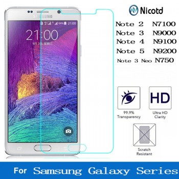 Nicotd 9H Clear Tempered Glass For Samsung Galaxy Note 2 3 4 5 neo For Galaxy N7100 N9000 N9100 N750 N9200 Screen Protector Film