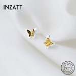 INZATT 2018 Real 925 Sterling Silver GoldColor Butterfly Stud Earrings For Women Birthday Party Fine Jewelry Classic Bijoux Gift