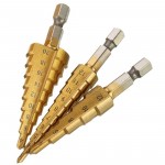 3pcs HSS Titanium Coated Step Drill Bit for Metal 3-12mm 4-12mm 4-20mm High Speed Steel Wood Drilling Power Tools