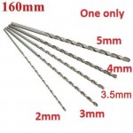 1pc Mayitr HSS Auger Twist Drill Bit Set 2/3/3.5/4/5 mm Diameter160mm Extra Long Straight Shank Drill Bits for Electric Drills