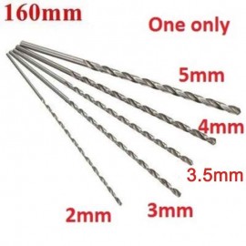 1pc Mayitr HSS Auger Twist Drill Bit Set 2/3/3.5/4/5 mm Diameter160mm Extra Long Straight Shank Drill Bits for Electric Drills