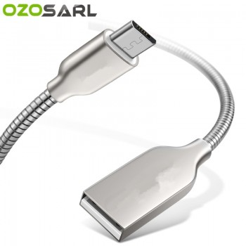 Zinc USB Cable 5V 2.4A Fast Charging Metal Braide Type C Micro USB Charger Cable Spring Wire Cord for iPhone iPad Cable