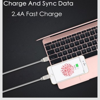 Zinc USB Cable 5V 2.4A Fast Charging Metal Braide Type C Micro USB Charger Cable Spring Wire Cord for iPhone iPad Cable