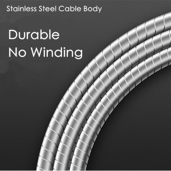 Zinc USB Cable 5V 2.4A Fast Charging Metal Braide Type C Micro USB Charger Cable Spring Wire Cord for iPhone iPad Cable