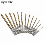 Pro 13pcs/lot HSS High Speed Steel Titanium Coated Drill Bit Set 1/4 Hex Shank 1.5-6.5mm High Quality For Electric Dril