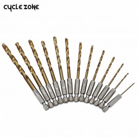 Pro 13pcs/lot HSS High Speed Steel Titanium Coated Drill Bit Set 1/4 Hex Shank 1.5-6.5mm High Quality For Electric Dril