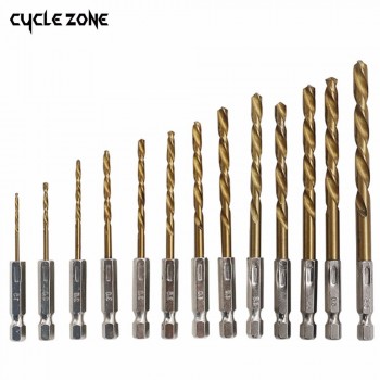 Pro 13pcs/lot HSS High Speed Steel Titanium Coated Drill Bit Set 1/4 Hex Shank 1.5-6.5mm High Quality For Electric Dril