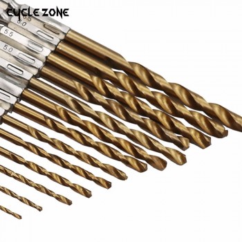 Pro 13pcs/lot HSS High Speed Steel Titanium Coated Drill Bit Set 1/4 Hex Shank 1.5-6.5mm High Quality For Electric Dril