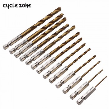 Pro 13pcs/lot HSS High Speed Steel Titanium Coated Drill Bit Set 1/4 Hex Shank 1.5-6.5mm High Quality For Electric Dril