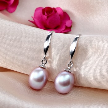 Elegant 8-9mm water drop natural freshwater pearl earrings classic 925 silver earrings for women wholesale with gift box E013