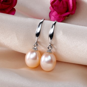 Elegant 8-9mm water drop natural freshwater pearl earrings classic 925 silver earrings for women wholesale with gift box E013
