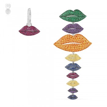 TENY High Quality Original 1:1 Sterling Silver Asymmetrical Lips With Pearls Earrings Women Jewelry Free Mail
