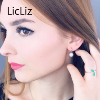 LicLiz Pure 925 Sterling Silver Earrings Drop Women Round Natural Freshwater Pearl Hook Dangle Earring Ear Drops Brincos LAE0009
