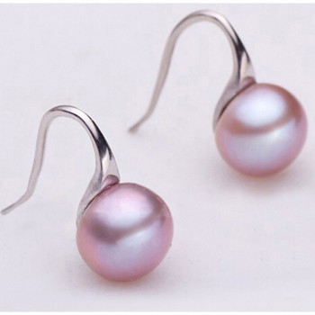 LicLiz Pure 925 Sterling Silver Earrings Drop Women Round Natural Freshwater Pearl Hook Dangle Earring Ear Drops Brincos LAE0009