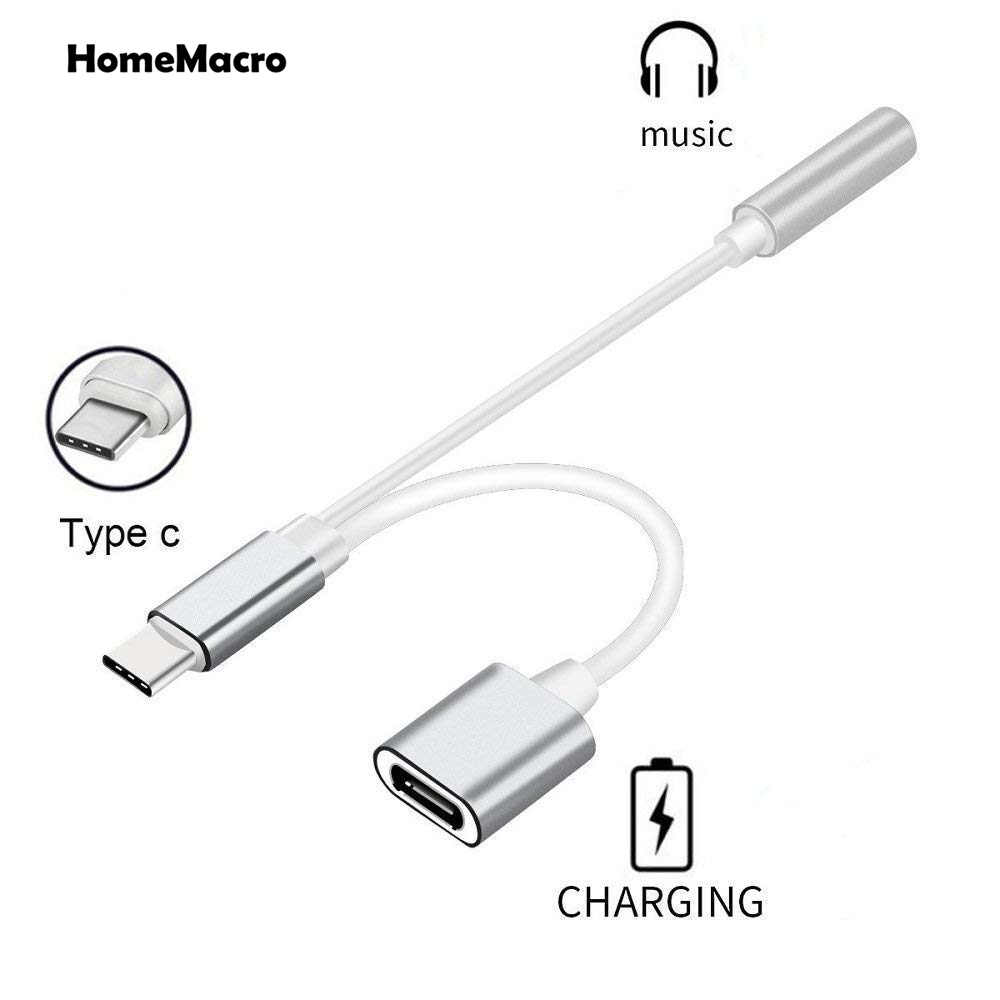Type C to 3.5mm Audio Headphone Jack Adapter 2 in 1 Type C Charger 3.5 mm Audio   Jack Conversion Adapter for Xiaomi Mi 6 8 Mix