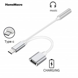 Type C to 3.5mm Audio Headphone Jack Adapter 2 in 1 Type C Charger 3.5 mm Audio   Jack Conversion Adapter for Xiaomi Mi 6 8 Mix
