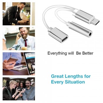 Type C to 3.5mm Audio Headphone Jack Adapter 2 in 1 Type C Charger 3.5 mm Audio   Jack Conversion Adapter for Xiaomi Mi 6 8 Mix