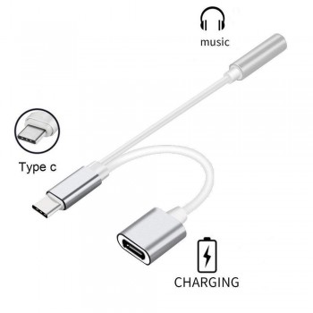 Type C to 3.5mm Audio Headphone Jack Adapter 2 in 1 Type C Charger 3.5 mm Audio   Jack Conversion Adapter for Xiaomi Mi 6 8 Mix