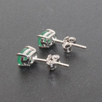 Simple design emerald stud earrings 4 mm * 6 mm natural I grade emerald earrings classic 925 silver emerald earrings for woman