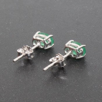 Simple design emerald stud earrings 4 mm * 6 mm natural I grade emerald earrings classic 925 silver emerald earrings for woman