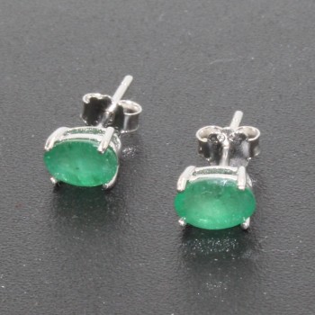 Simple design emerald stud earrings 4 mm * 6 mm natural I grade emerald earrings classic 925 silver emerald earrings for woman