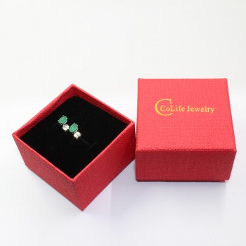 Simple design emerald stud earrings 4 mm * 6 mm natural I grade emerald earrings classic 925 silver emerald earrings for woman