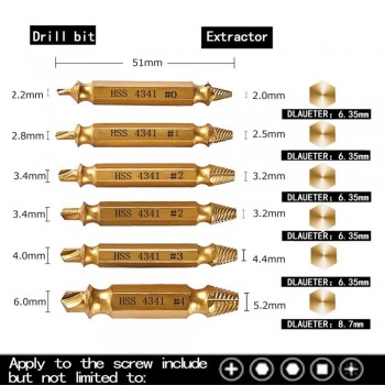 6 Pcs Screw Remover Damaged Screwdriver Set Broken Bolt Screw Remover Screw Deburrer