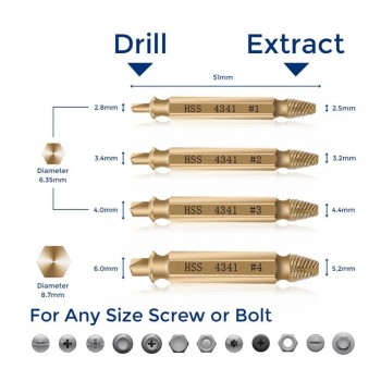 6 Pcs Screw Remover Damaged Screwdriver Set Broken Bolt Screw Remover Screw Deburrer
