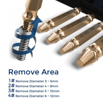 6 Pcs Screw Remover Damaged Screwdriver Set Broken Bolt Screw Remover Screw Deburrer